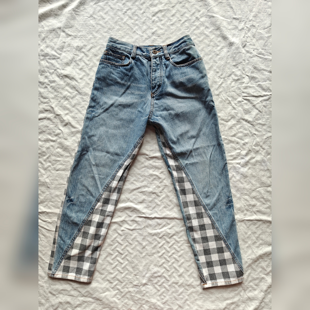 Asymmetry Checkered Women's Denim by Cantwo  1